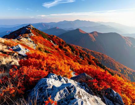 紅葉最盛期の山 紅葉最盛期の山の写真
