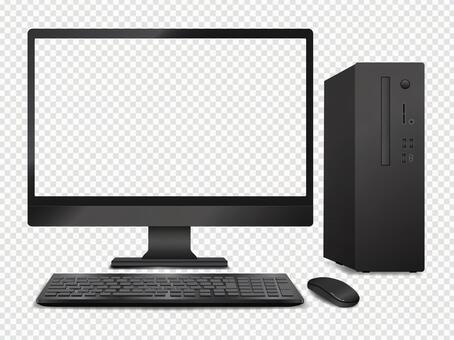 透過　デスクトップパソコンとマウス　黒 パソコン,デスクトップパソコン,ゲーミングpcの写真素材