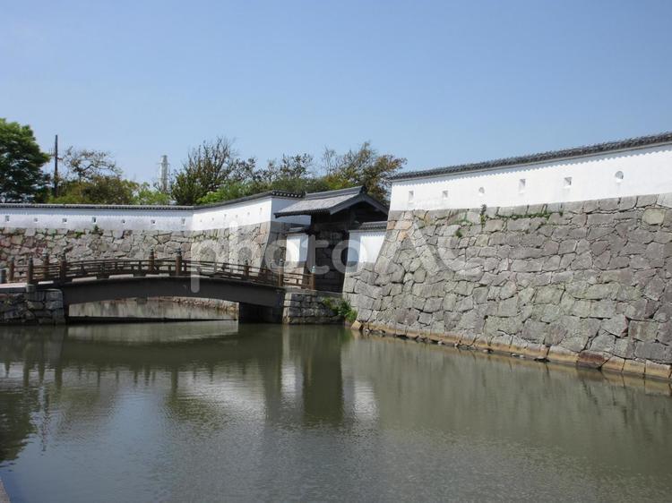 兵庫県-赤穂城跡-大手門と太鼓橋 赤穂城跡,城,国指定史跡の写真素材