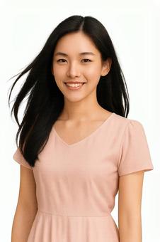 春ファッション女性ピンクワンピース・背景 春ファッション女性ピンクワンピース・背景の写真