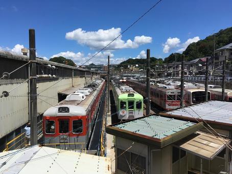 神戸電鉄の車両倉庫 神戸電鉄,神鉄,車両倉庫の写真素材