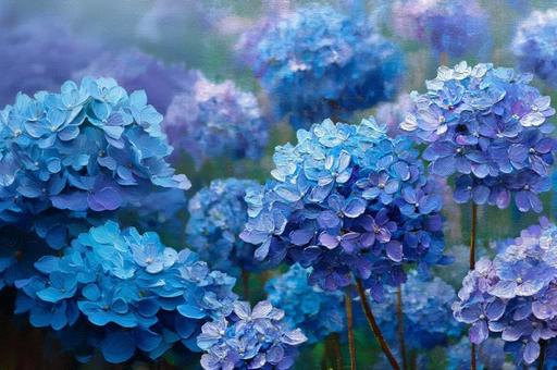 青と紫の紫陽花 青と紫の紫陽花の写真