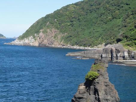 須佐ホルンフェルス 須佐ホルンフェス,須佐湾,縞模様の写真素材