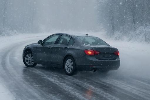 雪道カーブの危機 雪道カーブの危機の写真
