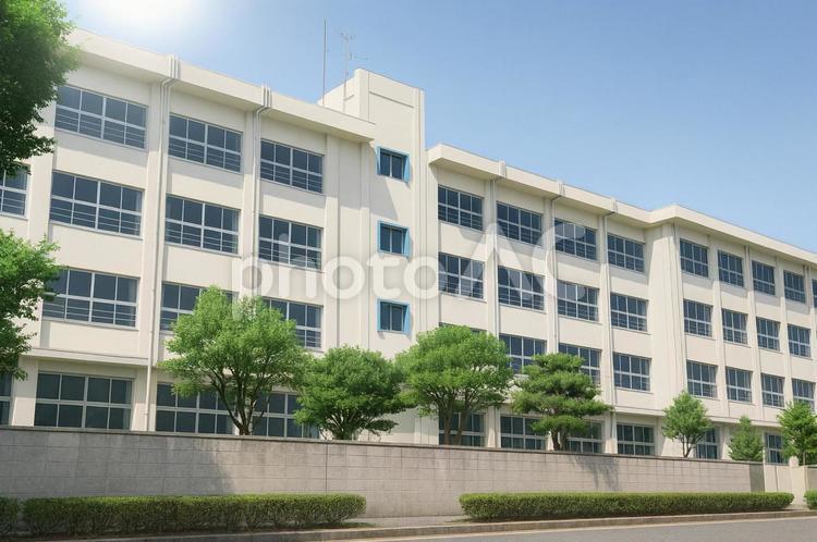 青空と学校校舎 校舎,義務教育,外観の写真素材