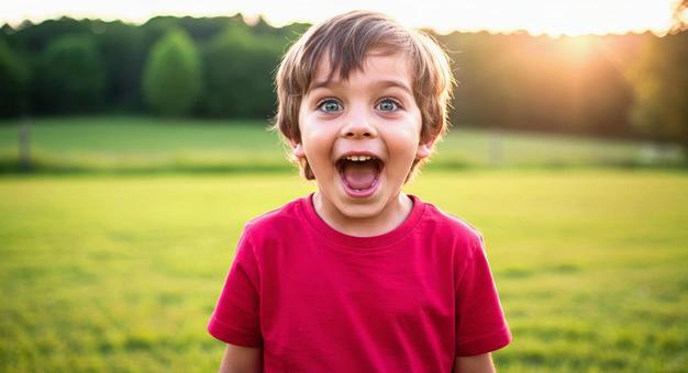 驚く男の子　boy　Surpriseの写真