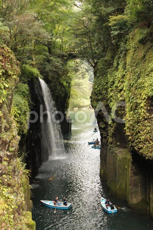 高千穂峡 滝,川,高千穂の写真素材
