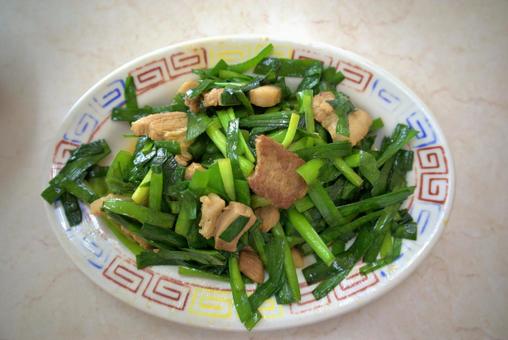 中華料理店「二軒目飯店」のニラ肉炒め 中華料理,炒め物,ニラ肉の写真素材