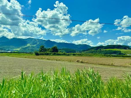 畑と山 畑と山 空,山,自然の写真素材