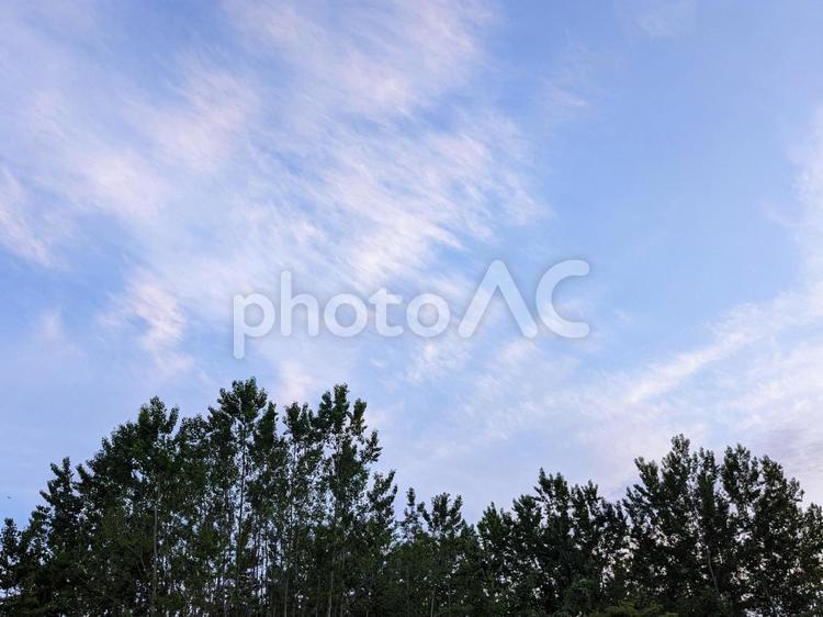 空の壁紙　鮮やかな青空ときれいな雲 青い空,白い雲,山の写真素材