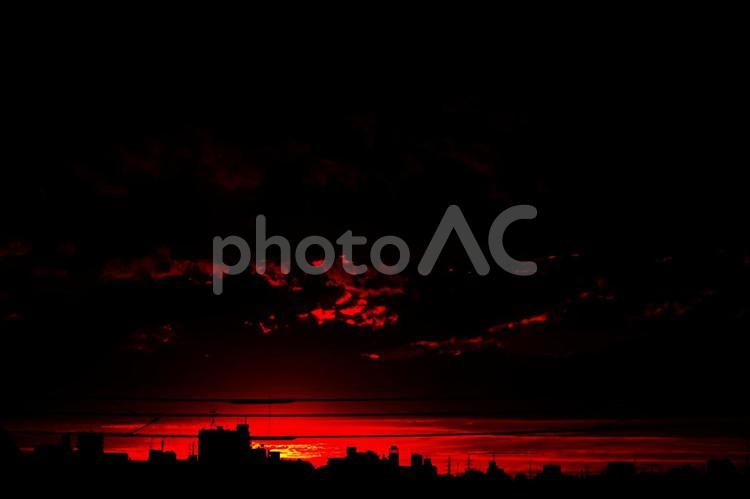 「下町スタンダール」 夕焼け,夕景,下町の写真素材