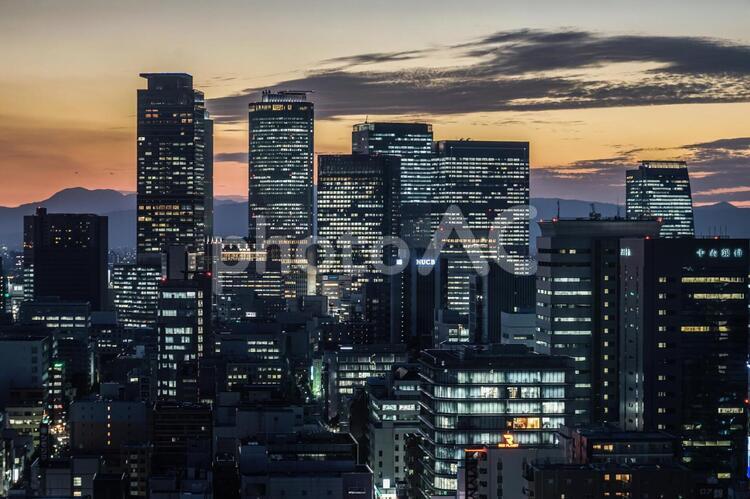 名古屋テレビ塔の展望台からの夕景 名古屋,テレビ塔,展望台の写真素材