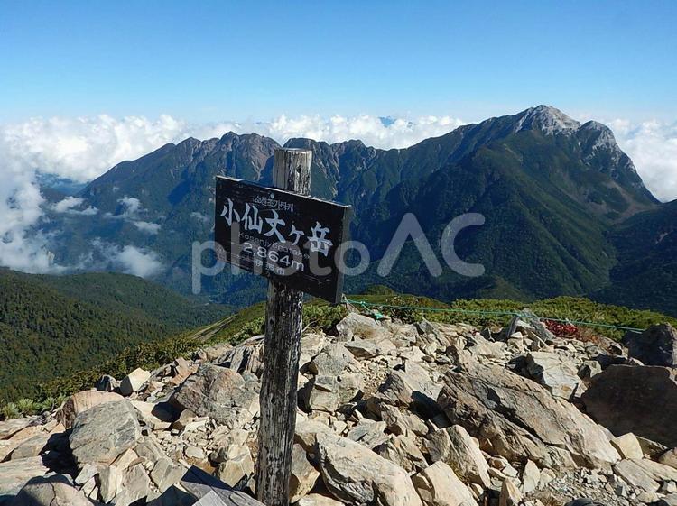 小仙丈ヶ岳より甲斐駒ヶ岳を望む 山,登山,南アルプスの写真素材