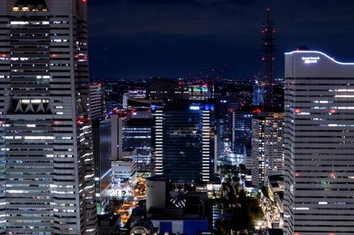 みなとみらい 横浜,夜,夜景の写真素材