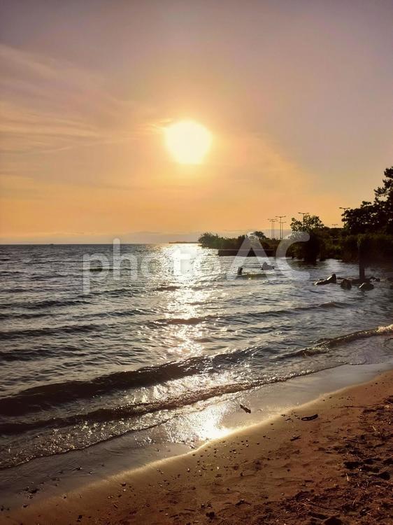 琵琶湖の風景 風景,天気,湖の写真素材