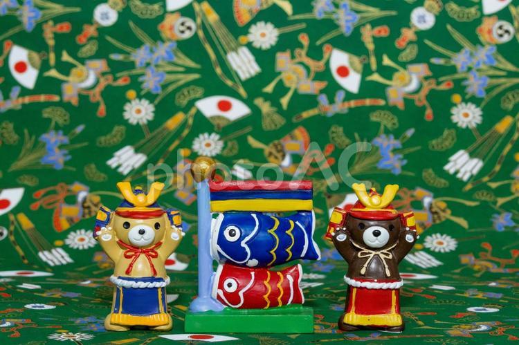 鯉のぼりとクマの人形 鯉のぼり,こどもの日,端午の節句の写真素材