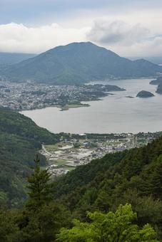 山梨県河口湖周辺の街並み 河口湖町,河口,勝山の写真素材