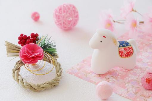 年賀状 午 年賀状 午 年賀状,午,土鈴の写真素材