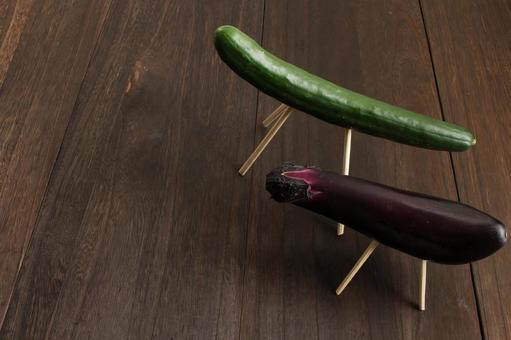 お盆の精霊馬風野菜 お盆の精霊馬風野菜の写真