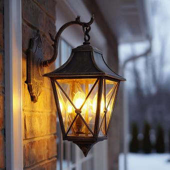 雰囲気ある夜を演出するヴィンテージ外灯の写真