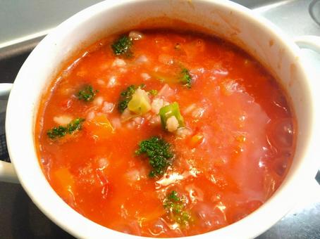 もち麦入りミネストローネ もち麦入りミネストローネ トマトスープ,ミネストローネ,ミネストローネスープの写真素材