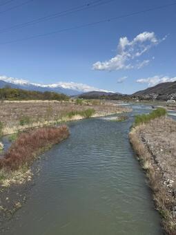 長野県　犀川 犀川,信州,長野県の写真素材