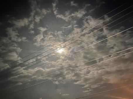 夜空と電線の写真 夜空と電線の写真の写真