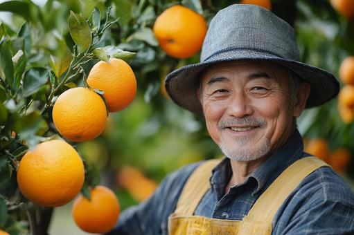 柑橘を育てる農家の男性のイメージ 柑橘を育てる農家の男性のイメージの写真