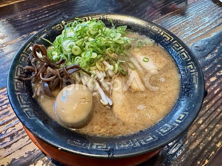 ネギと煮卵が映える濃厚ラーメン こってりラーメン,ラーメン,豚骨ラーメンの写真素材