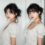 清楚美人 美人,黒髪,ワンピースの写真素材
