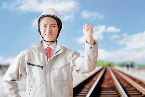 鉄道と作業員 鉄道と作業員 作業員,ヘルメット,作業服の写真素材