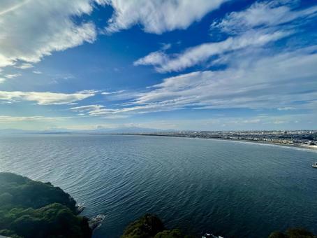江ノ島から広がる湘南海岸と富士の眺望 江ノ島から広がる湘南海岸と富士の眺望 江ノ島,富士山,湘南の写真素材