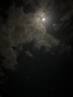 幻想的な夜空の月 空,月,十五夜の写真素材
