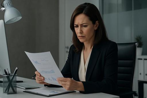 決裁資料を確認する女性上司 決裁資料を確認する女性上司の写真
