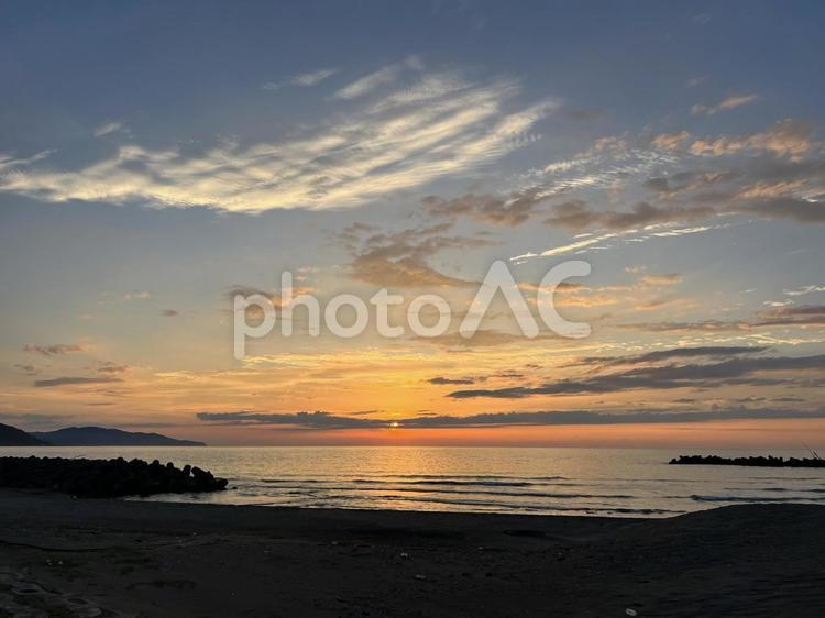 夕暮れの海　日本海④ 海,日本海,うみの写真素材