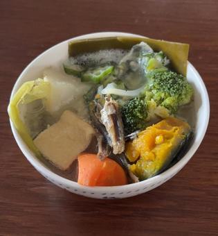 R7.11.25　かぶなどの具沢山スープ 具沢山スープ,朝食,かぶの写真素材