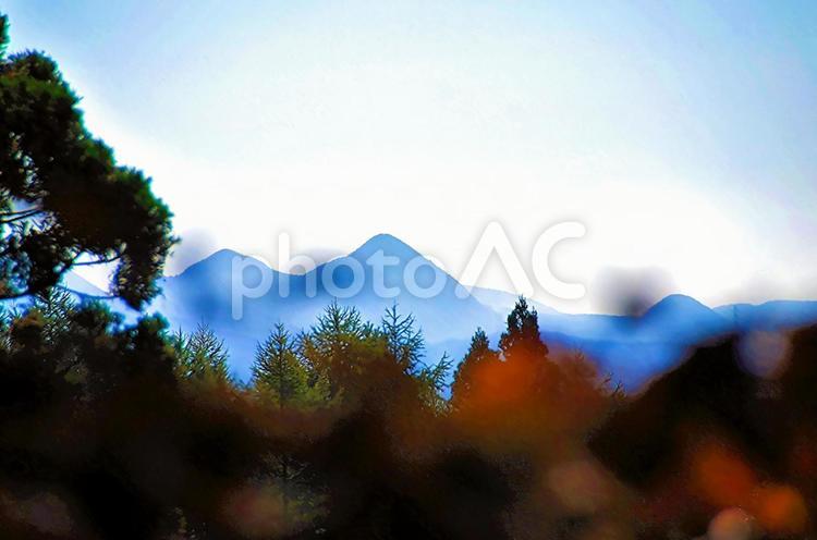 山と空と木々 木々,秋,綺麗の写真素材