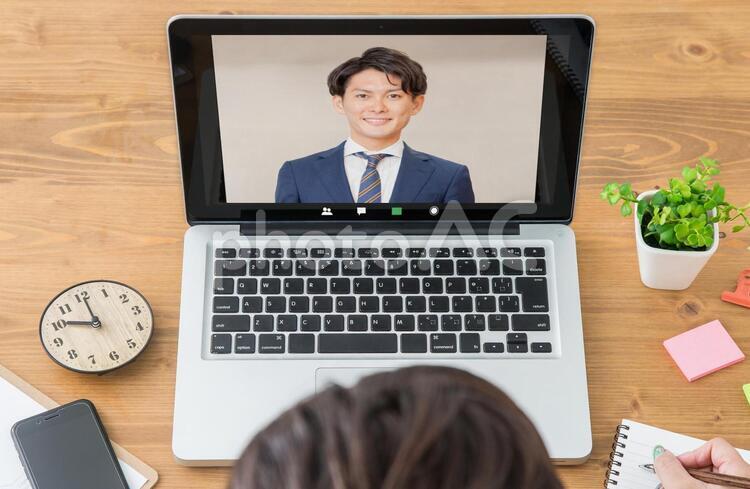 オンライン面接・リモート面接・WEB会議 オンライン面接,リモート面接,web会議の写真素材