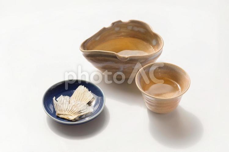 ひれ酒2 ふぐひれ,ひれ酒,燗酒の写真素材