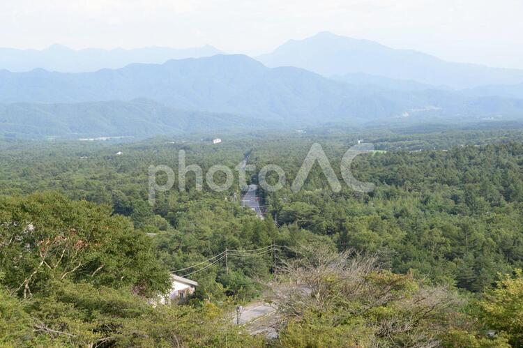 八ヶ岳　清里高原の森林 八ヶ岳,山,青空の写真素材