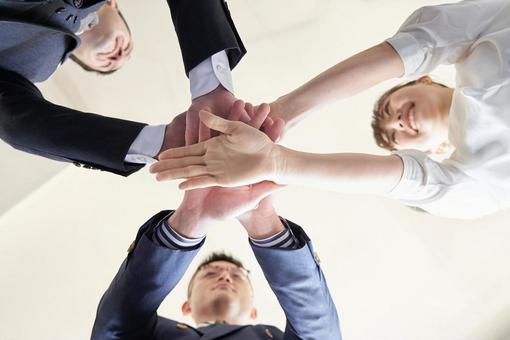 Asian business person who puts his hands together, hand, palm, pile up, JPG