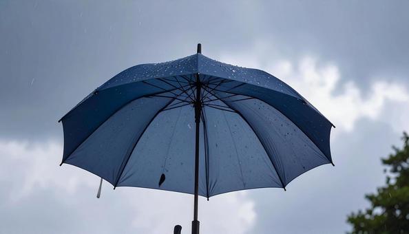 雨上がりの空と傘 雨上がりの空と傘の写真