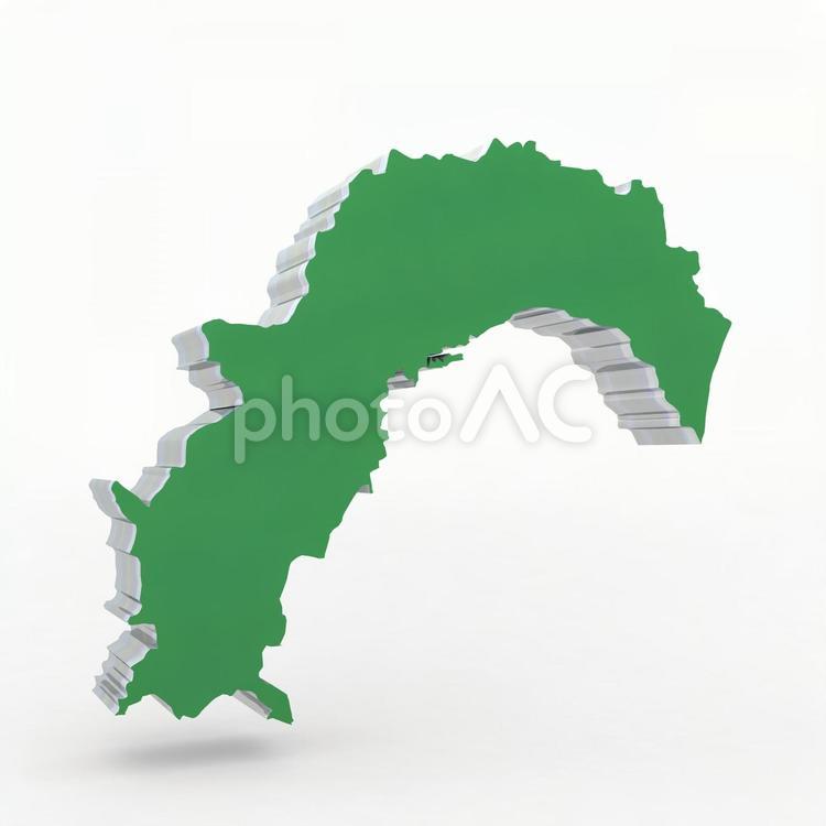 高知県（緑：左25度） 高知県,高知市,立体の写真素材