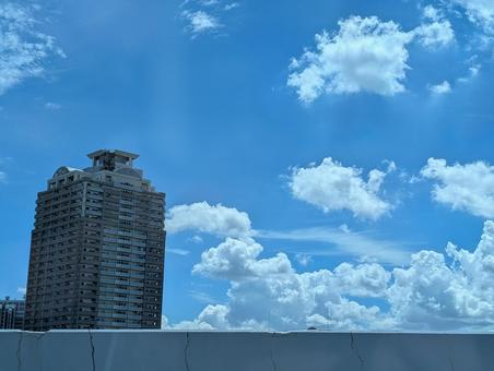 高速道路から見た猛暑日の青空 高速道路から見た猛暑日の青空 高速道路,首都高,猛暑の写真素材