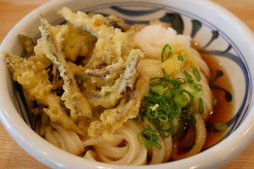 いかなごの天ぷらぶっかけうどんの冷や いかなごの天ぷらぶっかけうどんの冷や いかなごの天ぷら,天ぷら,ぶっかけうどんの写真素材