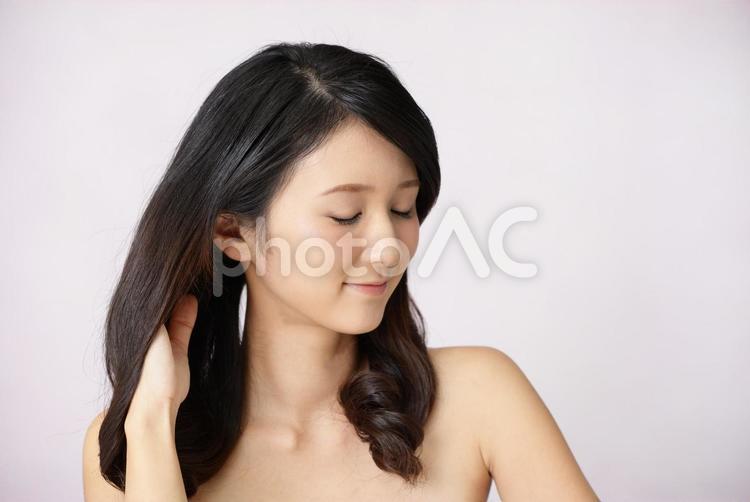 ビューティーイメージ 女性,スキンケア,ヘアケアの写真素材