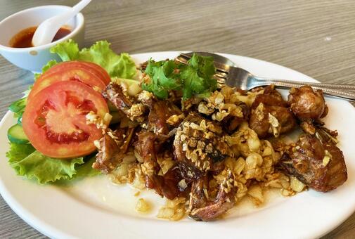 カエルのガーリック炒め 食用カエル,ガーリック炒め,カエルの写真素材