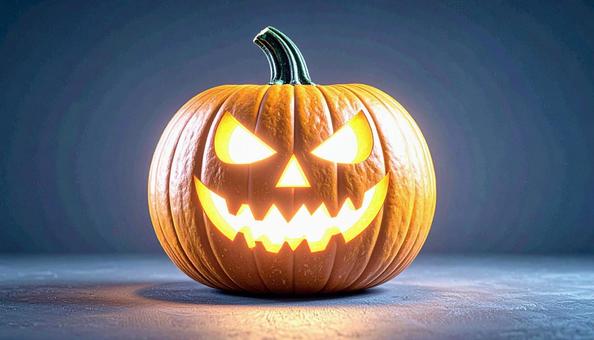 暗闇に光るジャック・オー・ランタンの写真