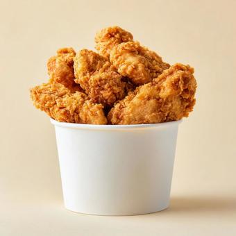 食欲をそそるフライドチキンの山 食欲をそそるフライドチキンの山の写真