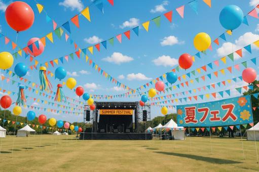 夏フェスの装飾と会場風景 夏フェスの装飾と会場風景の写真